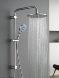 CROWNSHOP Shower Set Shower Riser Rail 8 Round Shower with Twin Heads Adjustable Overhead Rainfall Bathroom Shower Shower Head Handheld Shower Hose and Riser Rail Kit