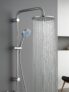 CROWNSHOP Shower Set Shower Riser Rail 8 Round Shower with Twin Heads Adjustable Overhead Rainfall Bathroom Shower Shower Head Handheld Shower Hose and Riser Rail Kit