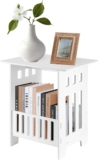CROWNSHOP Small Side Table Side End Coffee Table Beside lamp Stand Nightstand Storage Shelf for Living Room Bedroom Bathroom Office Hallway White (1PC)