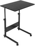 CROWNSHOP Table Mobile Laptop Table 40x60x (70-80) cm SideTable for Bed Sofa Lap Tables with Wheel Height Adjustable Tables Workstation for Reading Eating (Black 2)