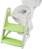 CROWNSHOP Toilet Seat Potty Training Kids Adjustable Potty Ladder Seat for Toilet Training with Steps Handle Soft Cushion Design 2 in 1 Potty Training Toilet Seat (Green)