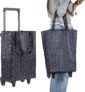 CROWNSHOP Trolley Bags Shopping Trolley on Wheels Foldable with Telescopic Handle Reusable Water Proof Trolley Bag Shopping Trolleys Suitable for Shopping Supermarkets and Travel Black