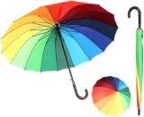 CROWNSHOP Windproof Umbrella with 16 Steel Ribs – Portable and Ergonomically Designed Umbrella with Waterproof Coating and UV Protection