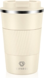 CS COSDDI Travel Mugs, Insulated Coffee Cup with Leakproof Lid – Reusable Coffee Cups Travel – Car Coffee Cup – Stainless Steel Coffee Mug for Hot and Cold Water(C09 Sand, 380ml)