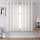 CUCRAF Voile Curtains 63 Inch Drop 2 Panels with Eyelet Linen Net Curtains for Windows Sheer Curtains for Bedroom Kitchen Dormitory Home Decoration