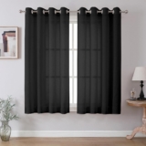 CUCRAF Voile Curtains Black 69 Inch Drop 2 Panels with Eyelet Linen Net Curtains for Windows Sheer Curtains for Bedroom Kitchen Dormitory Home Decoration