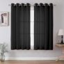 CUCRAF Voile Curtains Black 69 Inch Drop 2 Panels with Eyelet Linen Net Curtains for Windows Sheer Curtains for Bedroom Kitchen Dormitory Home Decoration