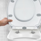 CUQOO Oval Toilet Seat Soft Close with Quick Release Hinges – Adjustable White Seat for Modern Bathrooms, Durable Anti-Slip Easy-to-Clean and Universal Fit Design for Standard O-Shape Toilets