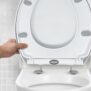 CUQOO Oval Toilet Seat Soft Close with Quick Release Hinges – Adjustable White Seat for Modern Bathrooms, Durable Anti-Slip Easy-to-Clean and Universal Fit Design for Standard O-Shape Toilets