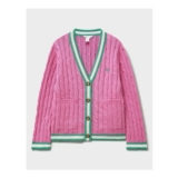 Cable Cricket Cardigan in Pink and Green