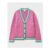 Cable Cricket Cardigan in Pink and Green