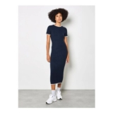 Cable Knit Contrast Trim Midi Dress