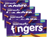 Cadbury Dairy Milk Fingers Salted Caramel Flavour, Crunchy Biscuits Coated in Salted Caramel Flavoured Milk Chocolate, 114 g (Pack of 4)
