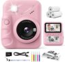 CalineGam Kids Camera Instant Print, 3.0 Screen 48MP Photo Camera for Kids with 32GB Card & Print Paper, 1080P HD Video Recording, Gift for Boys Girls 3-12 Year Old (Pink)