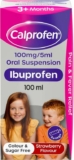 Calprofen Oral Suspension Ibuprofen (1 x 100 ml) Sugar-Free Strawberry Flavour Painkiller with Ibuprofen