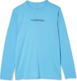 Calvin Klein Mens Crew Neck Long Sleeve Top, Blue (Ethereal Blue), Size M Only