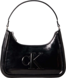 Calvin Klein Womens BOLD CK METALLIC SHOULDER BAG LV04F3332G Crossover, Black (Black), One Size