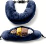Campoverde Travel Neck Pillow Storage Bag, U-Shaped Pillowcase with Adjustable Shoulder Strap, Portable Organizer for Flight, Train and Car Travel(Navy)