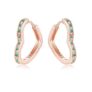 Cangall 925 Silver Earrings, Green CZ, Love Heart, Rose Gold