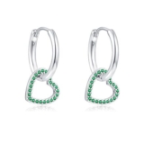 Cangall 925 Sterling Silver CZ Heart Drop Hoop Earrings