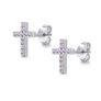 Cangall Purple Silver Cross Stud Earrings
