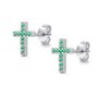 Cangall Silver Earrings for Women, Green Zircon Cross