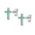 Cangall Silver Earrings for Women, Green Zircon Cross