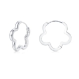 Cangall Silver Flower Hoop Earrings for Women, 20mm
