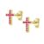 Cangall Silver Stud Earrings, Gold Cross CZ Studs