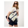 Canvas Holdall Tote in White and Navy