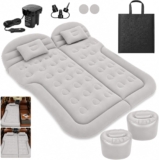 Car Air Mattress Bed, Portable Inflatable Car Mattress with Pillow for Camping, Travel, RV, Minivan, MPV, and Trunk Sleeping (Grey)