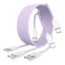 Car Carplay Cable for iPhone 16/15, 3 Pack USB to USB C Cable, 2M USB A to USB C for Carplay USB C Woven Cord for iPhone 16/16 Plus/16 Pro/16 Pro Max/15/15 Pro/15 Pro Max Car Charger Cord, Purple