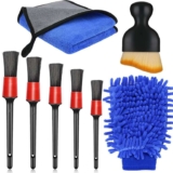 Car Interior Cleaning Kit 6 x Detailing Brushes, Wash Mitt & Microfibre Cloth Drying Towel. Sold by lize100e FBA