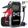 Car Jump Starter with Air Compressor Battery Booster 12V Power Bank with LED Flashlight, Smart Cable with Voltage Display