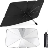 Car Windshield Sun Shade Umbrella, Foldable 360 Rotatable Bendable Support Rod, 99% Uv Protection, Keeps Car Cooler, Reflective Uv & Heat Protection, One-Touch Open, For Cars Suvs Trucks