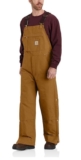 Carhartt Loose Fit Firm Duck Insulated Bib Dungarees, Brown/Black