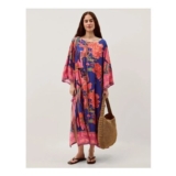Carmen Floral Print Midi Kaftan Blue