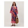 Carmen Floral Print Midi Kaftan Blue