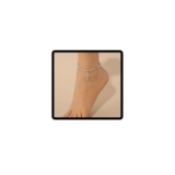 Carufin Cross Pendant Anklets, Adjustable Rhinestone Foot Chain (Silver)