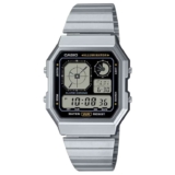 Casio A130WE-1AEF Retro Vintage Black Square Dial & Stainless Steel Watch