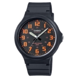 Casio MW-240-4BVEF Mens Black & Orange Dial Black Resin Watch – Free C&C