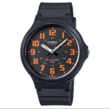 Casio MW-240-4BVEF Mens Black & Orange Dial Black Resin Watch – Free C&C