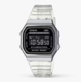 Casio Unisex RetroResin Strap Digital Watch, Clear/Black A168XES-1BEF ( W/code)