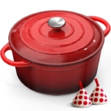 Cast Iron Dutch Oven – 26CM 5L Casserole Dish with Lid Enamelled Cast Iron Round Pot sold by Serenilite store FBA