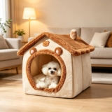 Cat Cave Bed for Indoor Cats, BearShaped Dog House Pet Cave Bed, SemiEnclosed Indoor Dog & Cat Shelter, Foldable Warm Kennel with Removable Cushion for Small Medium Large Pets