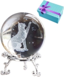 Cat Gifts for Women, 6cm Crystal 3D Ball with Stand Cat Figurine Ball, Home Art Decor Crafts Ornament Gifts for Cat Lovers Memorial Gift for Special People
