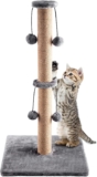 Cat Scratching Post Vertical Scratch Claw Scratcher Modern Design Natural Sisal Scratch Pole with Toy Ball for Cats (Grey with 4 balls, 74CM)