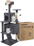 Cat Tree Tower 145 cm, Spacious Condo, Multi-level Sisal Scratching Posts Multiple Jumping Platforms Cozy Cat Condo Heavy-Duty Frame Stable Wide Base Full-Wrapped Sisal Posts Plush Soft Fabric Cover