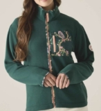 Cath Kidston Full Zip Fleece Deep Pine/ Ivory Cream (limited stock) with code