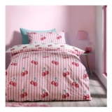 Catherine Lansfield Disco Cherries Stripes Single Duvet Cover Set
